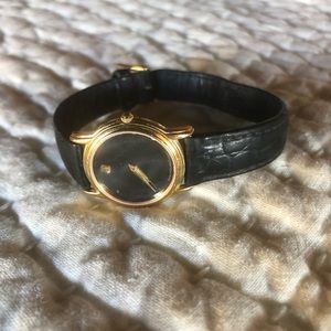 Movado Black Leather Watch